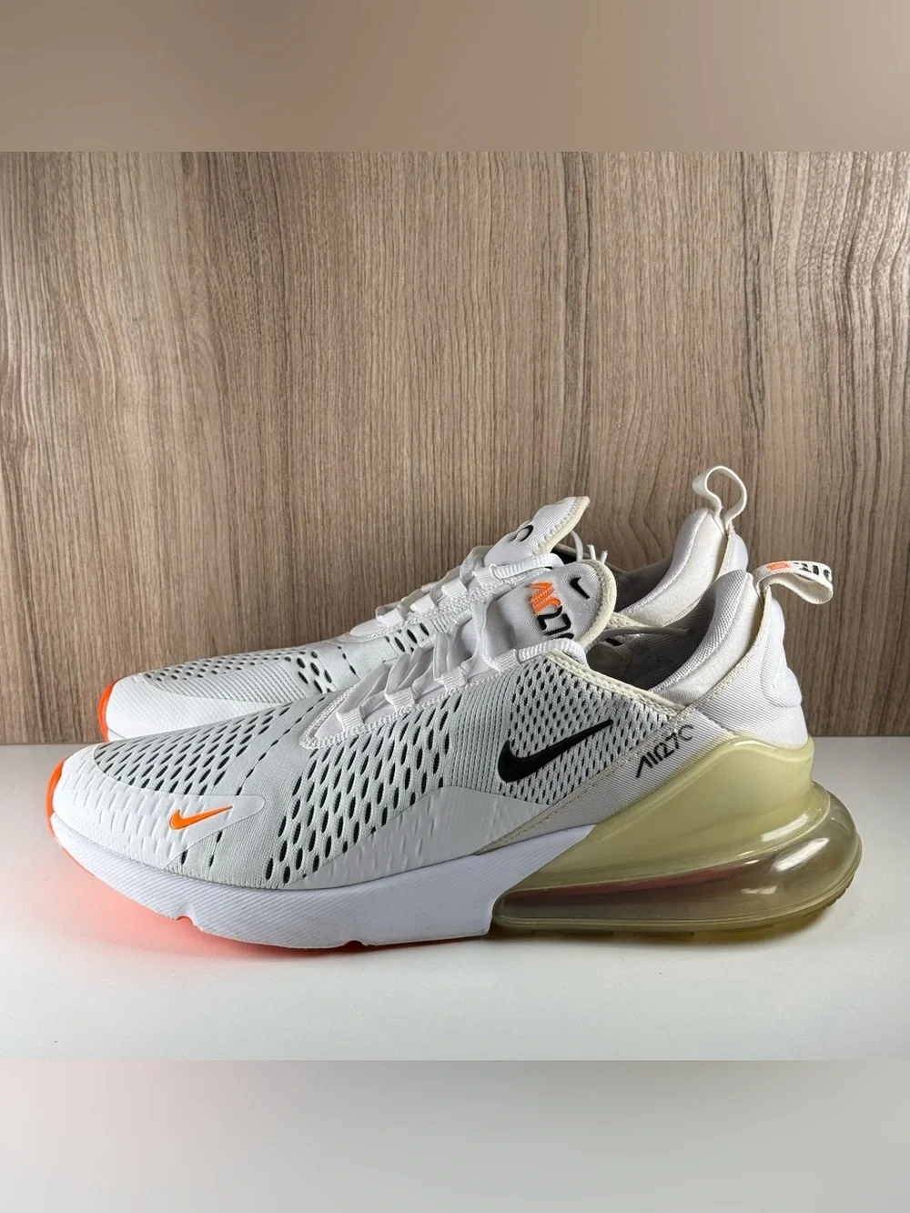 Nike Air Max 270 Just Do It White Total Orange Shoes AH8050-106 Men’s Size 12